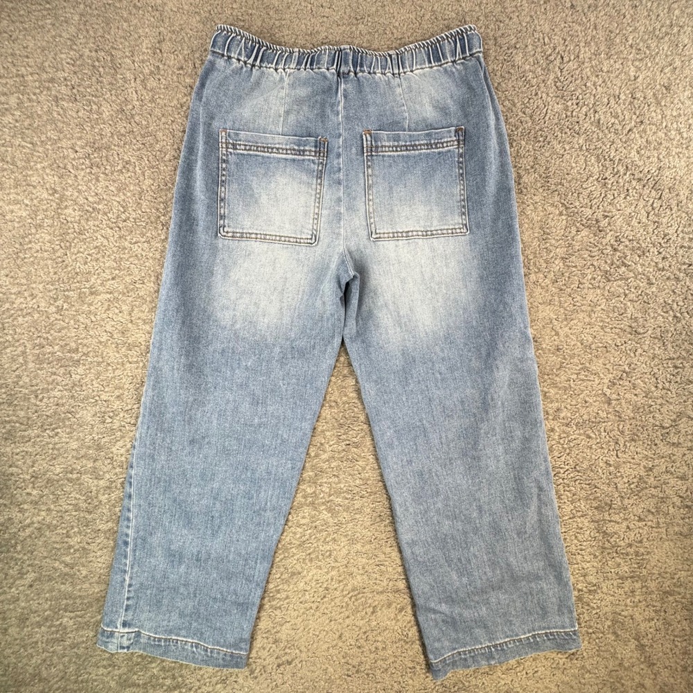 OAT New York Cloud Luxe Denim Wide Leg Elastic Waist Pants Light Wash Size 2 26 - Picture 10 of 10